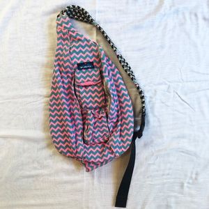 Kavu Blue and Pink Chevron Sling Bag